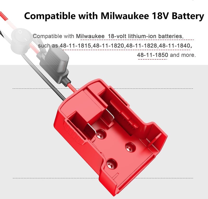 Azocek 3 Packs Power Wheel Adapter Compatible with Milwaukee 18V Battery Adapter Power Wheel Battery Converter Kit with Fuse & Switch & Wire Terminals & 12 AWG Wire for DIY RC Car Robotics - Image 3